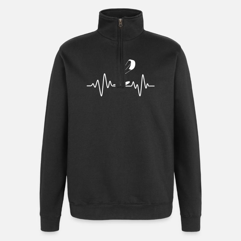 Kitesurf Herzschlag Kitesurfer - Quarter-Zip-Sweatshirt - Schwarz