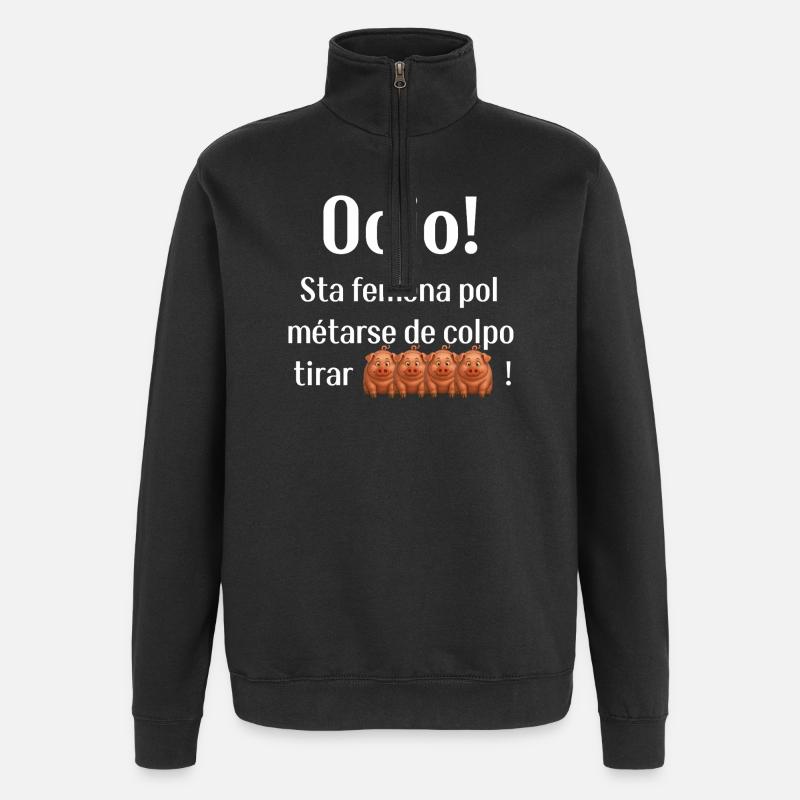 Witzige Phrase auf Venezianisch - Quarter-Zip-Sweatshirt - Schwarz
