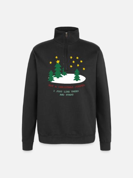 Kein Weihnachtspulli: Bäume und Sterne - Quarter-Zip-Sweatshirt - Schwarz