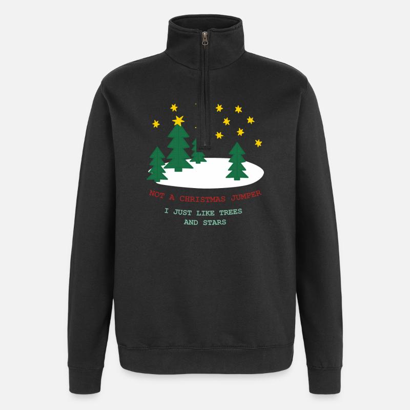 Kein Weihnachtspulli: Bäume und Sterne - Quarter-Zip-Sweatshirt - Schwarz