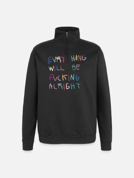 Everything will be alright bunt - Quarter-Zip Sweatshirt - black