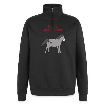 Freches Weihnachtsgrauer Esel küsst meinen Arsch Grafik - Quarter-Zip-Sweatshirt - Schwarz - Vorne - AI Model Female 172 light (172cm) & AI Model Male 178 dark (178cm)