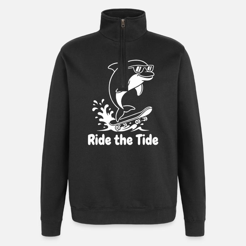 Dauphin Skateboard Wave - Sweat à zip 1/4 - noir