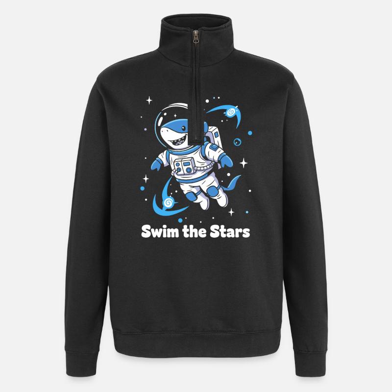 Weltraumhai Astronaut - Quarter-Zip-Sweatshirt - Schwarz