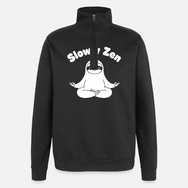 Méditation Zen Paresseuse - Sweat à zip 1/4 - noir