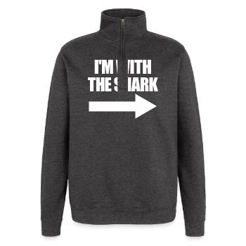 Hai-Kostüm für Kinder – Eltern: Ich bin mit dem Ha - Quarter-Zip-Sweatshirt - Anthrazit - Vorne - AI Model Female 172 light (172cm) & AI Model Male 178 dark (178cm)