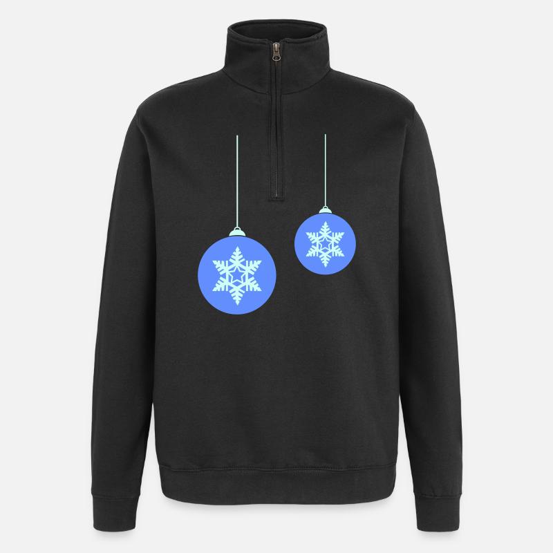 Weihnachtskugel Schneeflocken Blau Ornament - Quarter-Zip-Sweatshirt - Schwarz