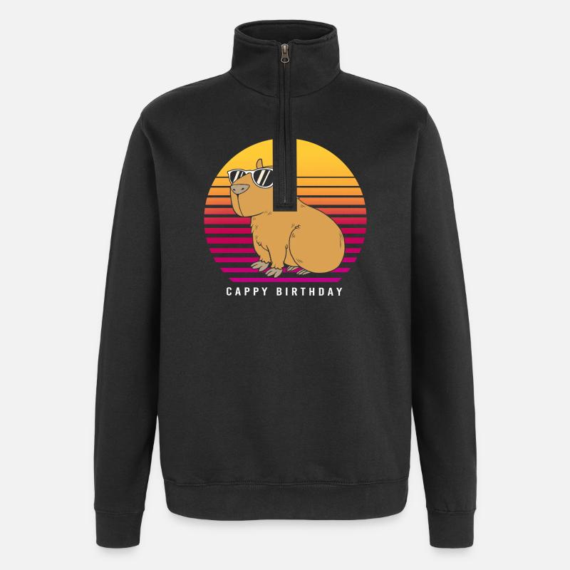 Joyeux anniversaire Capybara Joyeux anniversaire - Sweat à zip 1/4 - noir