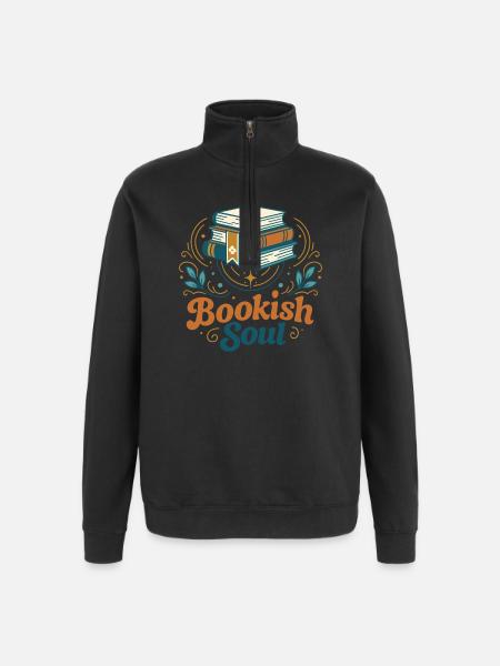 Bookish Soul - Quarter-Zip-Sweatshirt - Schwarz