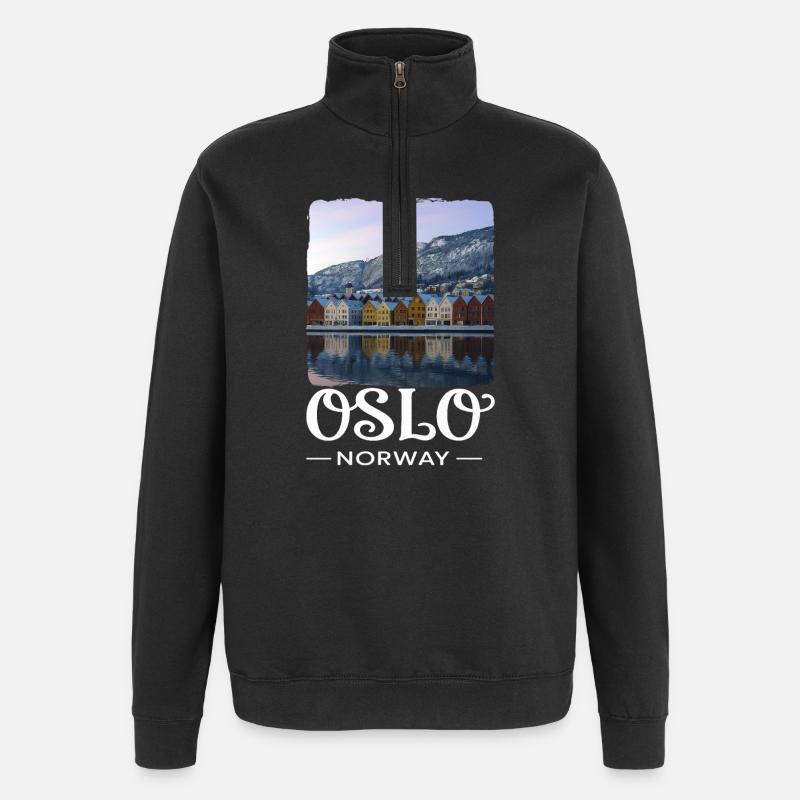 Oslo Norwegen - Quarter-Zip-Sweatshirt - Schwarz