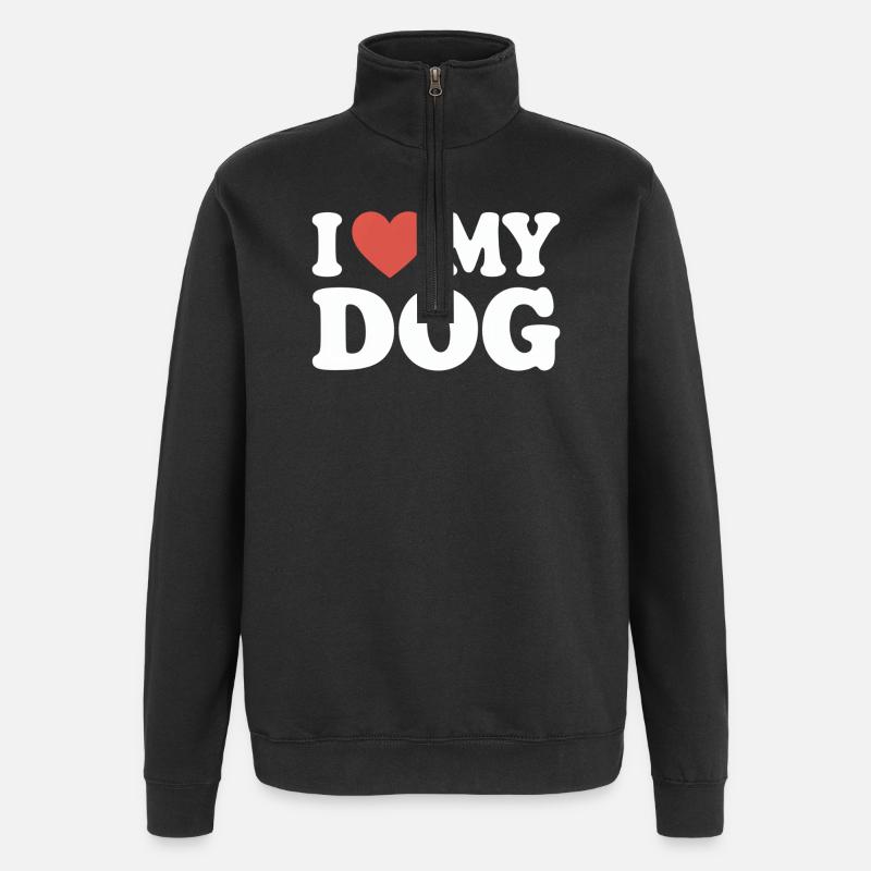 J’aime mon chien Hundeliebe - Sweat à zip 1/4 - noir