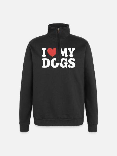 Jeg elsker mine hundes hundekærlighed - Sweatshirt med 1/4 lynlås - sort