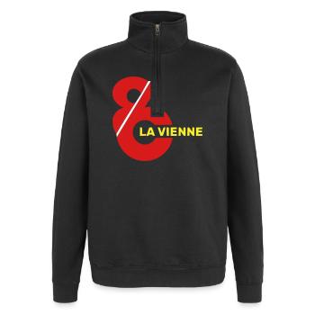 Vienne 86 logo - Quarter-Zip Sweatshirt - black - Front - AI Model Female 172 light (172cm) & AI Model Male 178 dark (178cm)