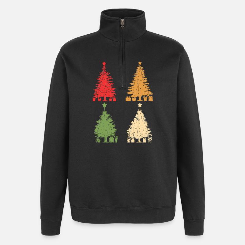 Weihnachtsmann Weihnachtsbaum Weihnachten - Quarter-Zip-Sweatshirt - Schwarz