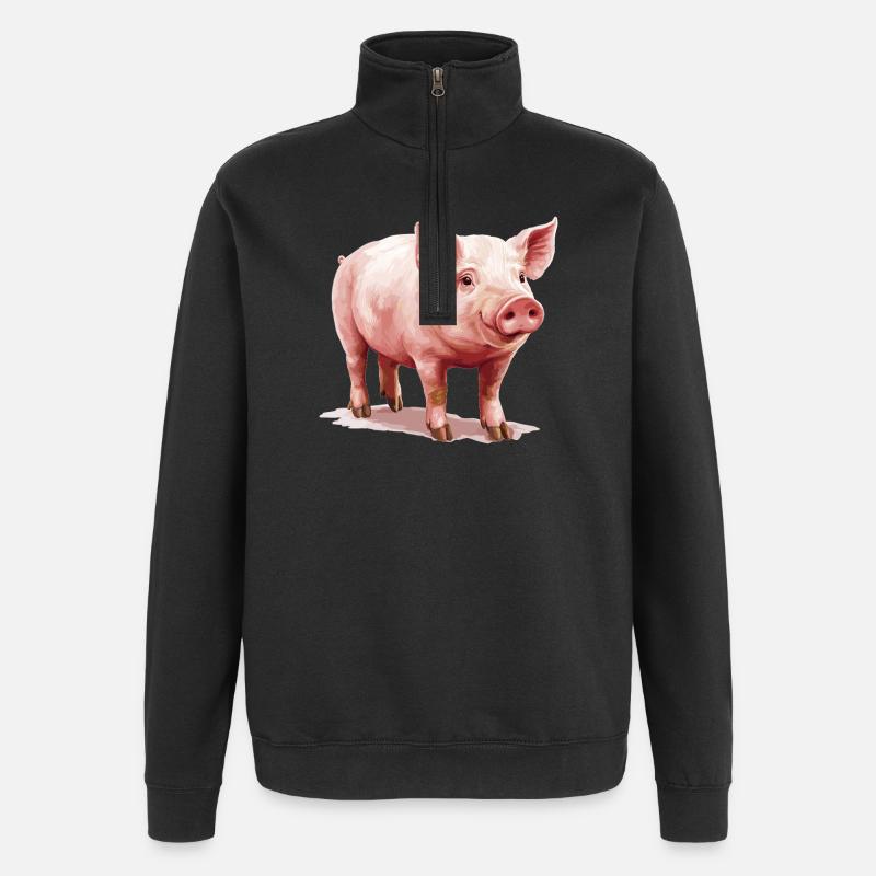 Schweine Schwein - Quarter-Zip-Sweatshirt - Schwarz