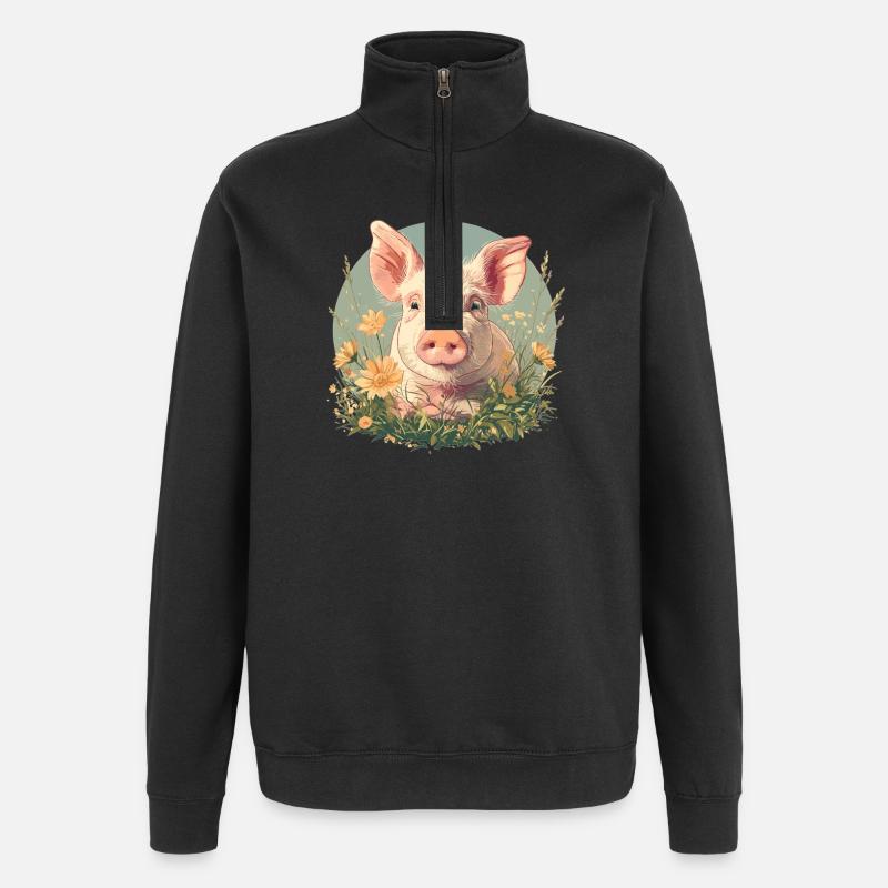 Cochon Cochon - Sweat à zip 1/4 - noir