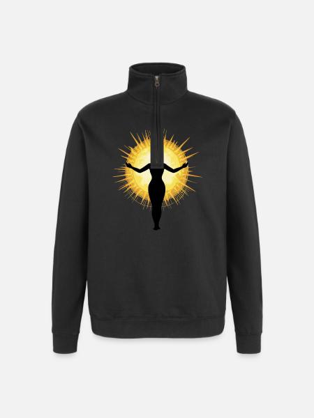 Woman embracing the sun - Quarter-Zip Sweatshirt - black