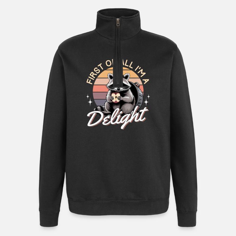 Drôle de raton laveur - Sweat à zip 1/4 - noir