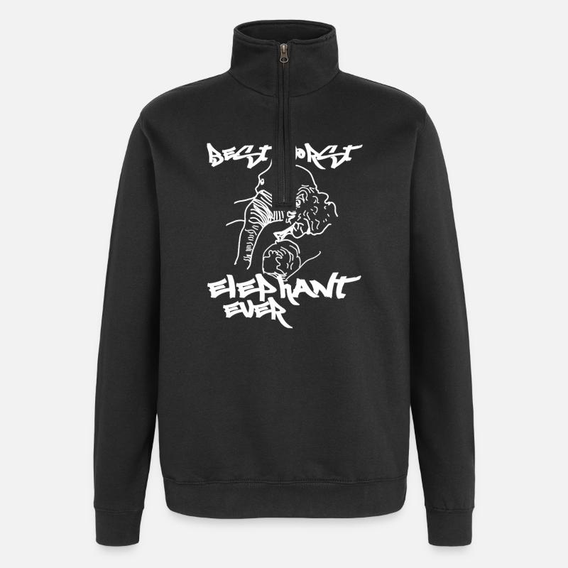 pire meilleur éléphant de toujours - Sweat à zip 1/4 - noir