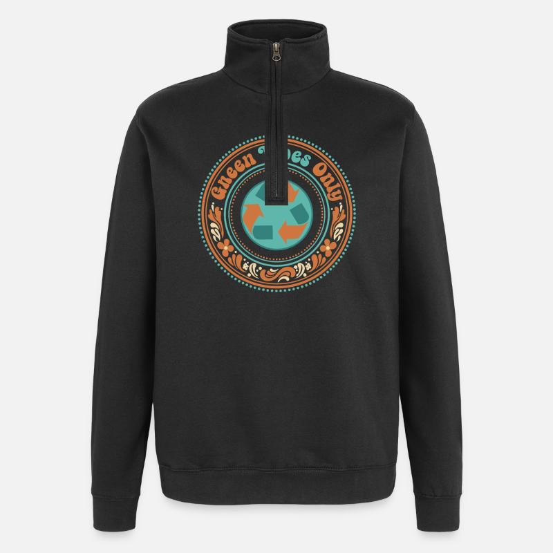 Des vibrations vertes pures - Sweat à zip 1/4 - noir