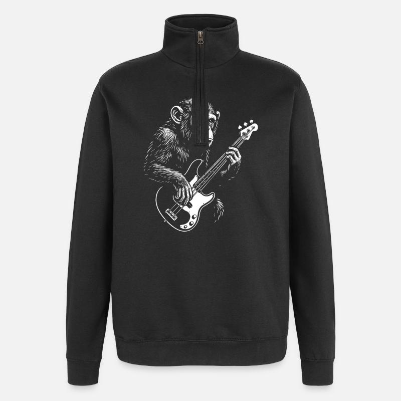 Schimpanse-Bassist - Quarter-Zip-Sweatshirt - Schwarz