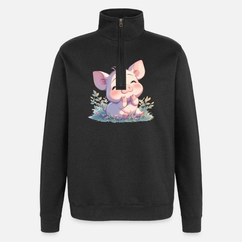 Schweine Schwein - Quarter-Zip-Sweatshirt - Schwarz