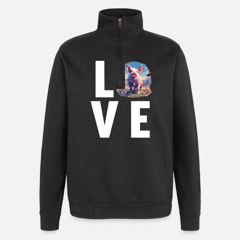 Schweine Schwein - Quarter-Zip-Sweatshirt - Schwarz