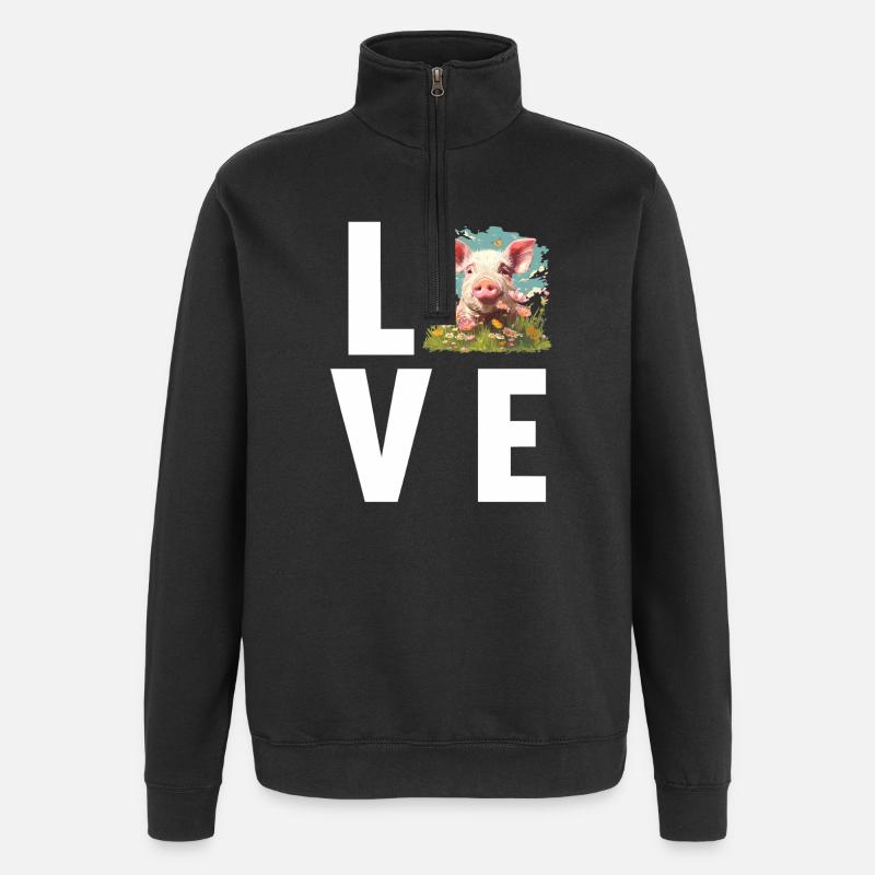 Schweine Schwein - Quarter-Zip-Sweatshirt - Schwarz