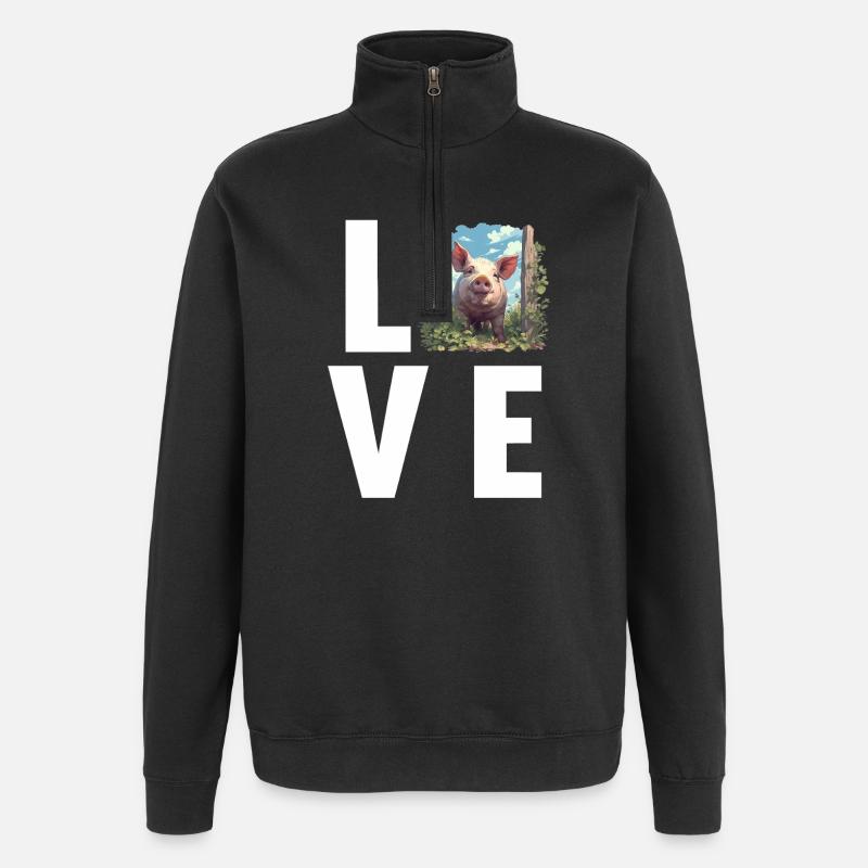 Pig Pig - Quarter-Zip Sweatshirt - black