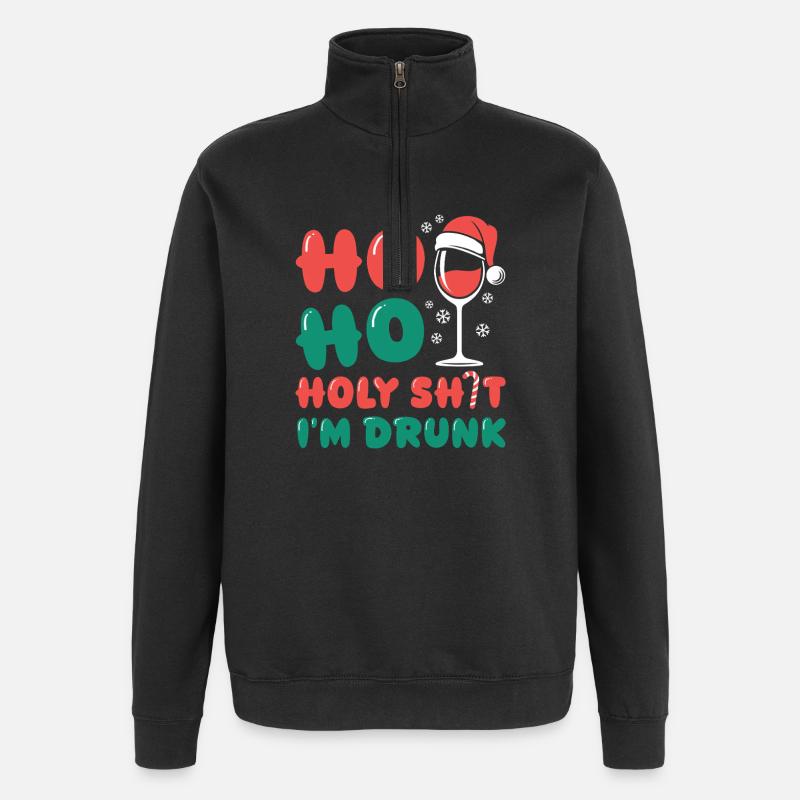 HoHo Holy Shi*t I'm Drunk - Quarter-Zip Sweatshirt - black