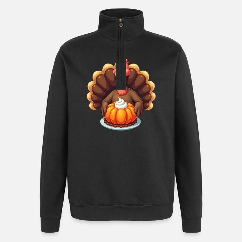 Thanksgiving Drôle Dinde de Thanksgiving - Sweat à zip 1/4 - noir