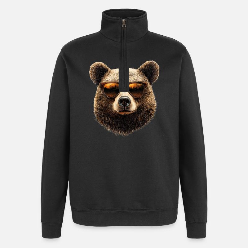 Lunettes de soleil ours - Sweat à zip 1/4 - noir