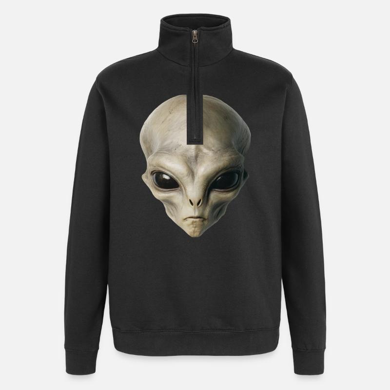 Tête d’extraterrestre - Sweat à zip 1/4 - noir