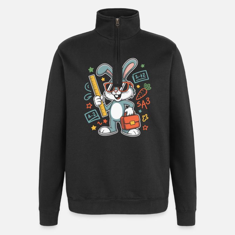 Math Bunny Glasses Suitcase - Quarter-Zip Sweatshirt - black