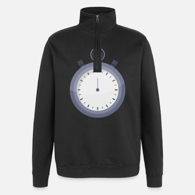 Stoppuhr - Quarter-Zip-Sweatshirt - Schwarz