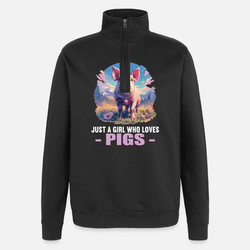 Schweine Schwein - Quarter-Zip-Sweatshirt - Schwarz