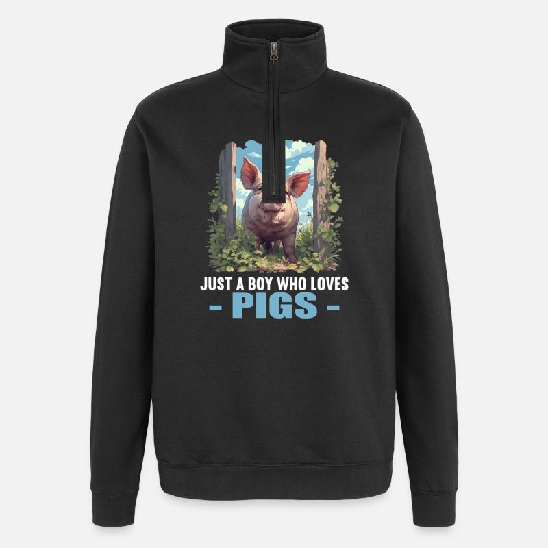 Schweine Schwein - Quarter-Zip-Sweatshirt - Schwarz