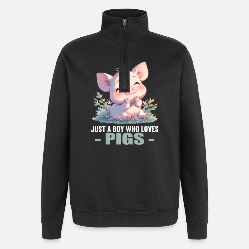 Schweine Schwein - Quarter-Zip-Sweatshirt - Schwarz