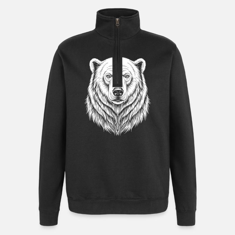 Bear Line Drawing - Quarter-Zip Sweatshirt - black