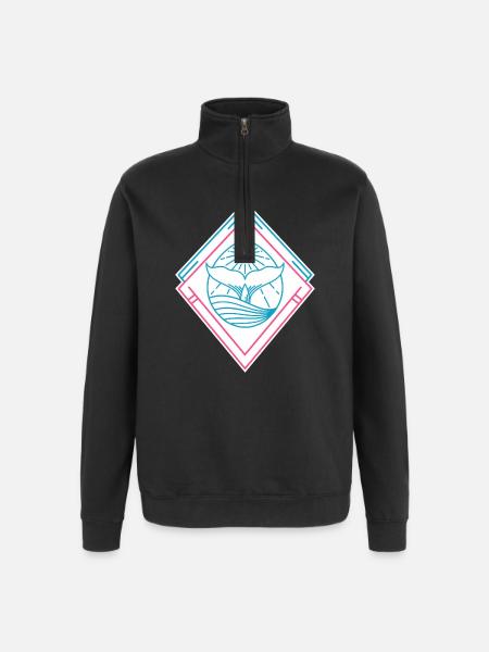 Whale Geometric Shapes – Trendy Hipster Design - Quarter-Zip Sweatshirt - black