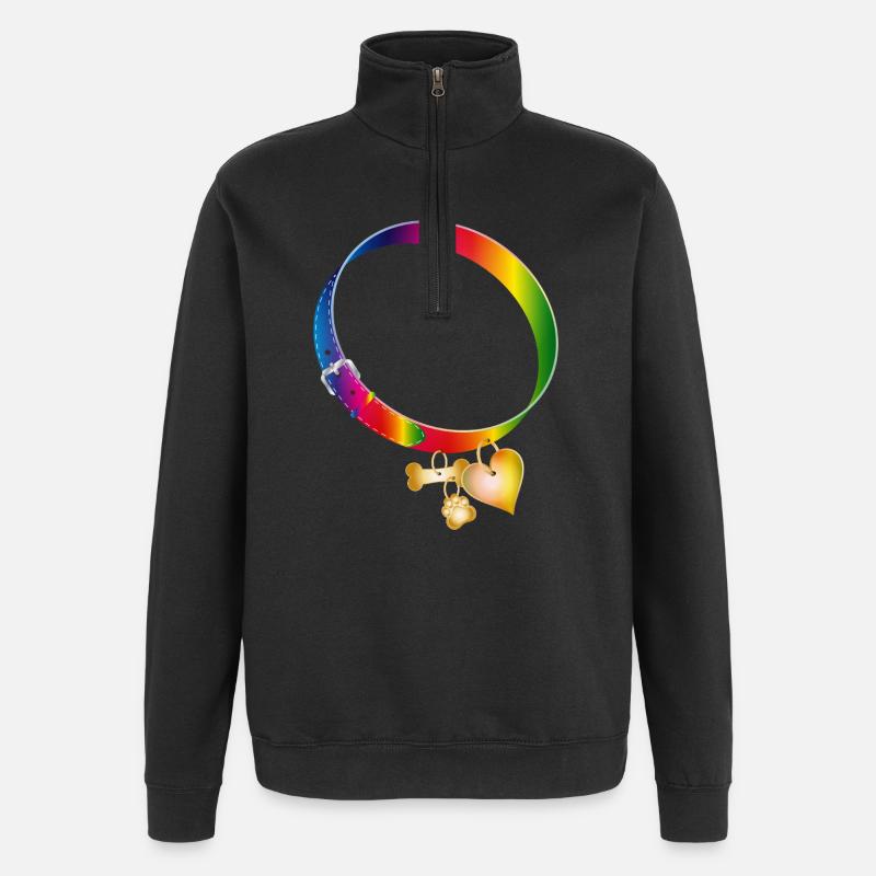 Motif de collier arc-en-ciel avec pendentifs - Sweat à zip 1/4 - noir