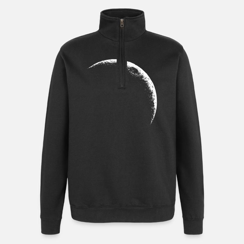 Crescent Moon, Celestial Moon - Quarter-Zip Sweatshirt - black