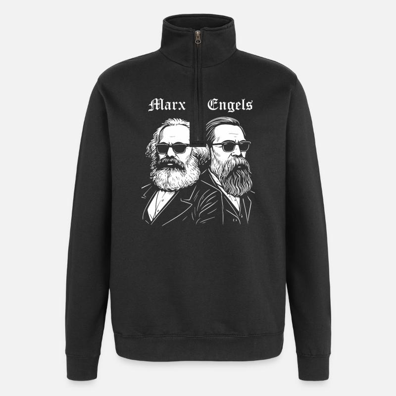Marx & Engels with black Sunglasses - Quarter-Zip Sweatshirt - black