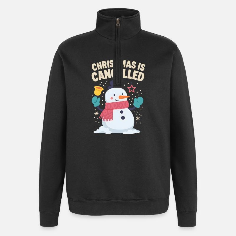 Fröhlicher Schneemann – Christmas is Cancelled - Quarter-Zip Sweatshirt - black