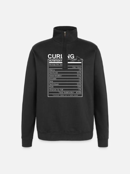 Informazioni nutrizionali sul curling Divertente giocatore di curling Desig - Felpa con zip 1/4 - nero