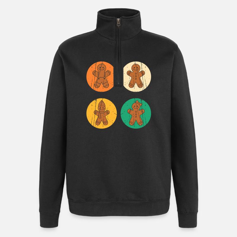 Weihnachtsmann Lebkuchen Weihnachten - Quarter-Zip-Sweatshirt - Schwarz