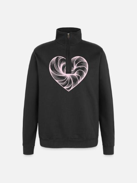 Pastel Heart Swirl Art - Quarter-Zip Sweatshirt - black