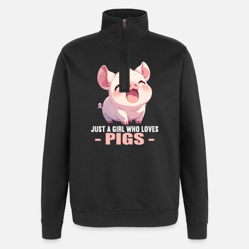 Schweine Schwein - Quarter-Zip-Sweatshirt - Schwarz