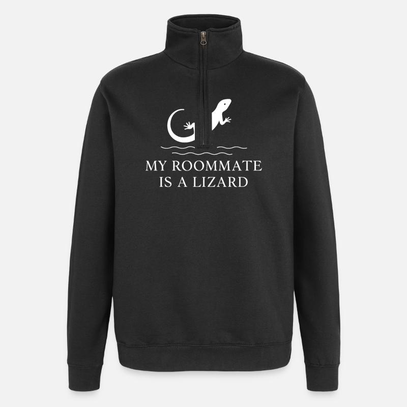 Mein Mitbewohner ist eine Echse - Quarter-Zip-Sweatshirt - Schwarz