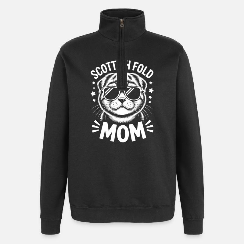 Cadeau Fold écossais Chats pliants écossais - Sweat à zip 1/4 - noir